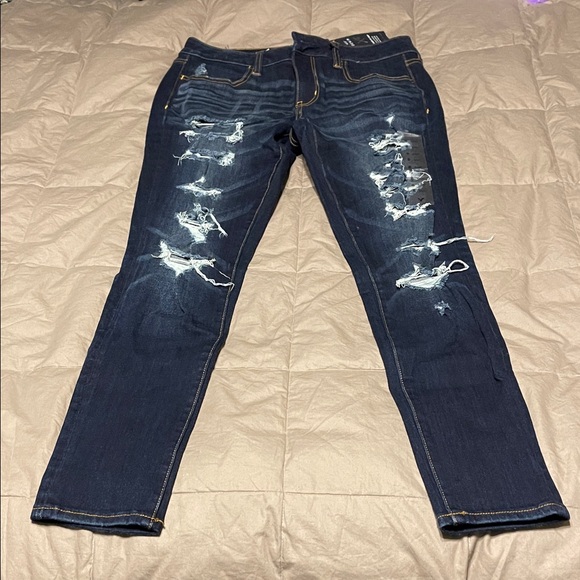 American Eagle Outfitters Denim - American Eagle Outfitters Dark Blue Distressed Skinny Jeans